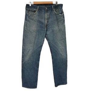 Levi's Blue Jeans Button Fly 36x30 straight leg distressed worn broken in